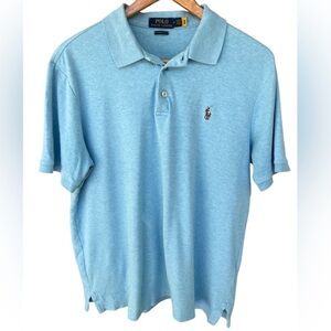 POLO RALPH LAUREN Classic Fit Cotton Polo Shirt Light Blue Heather Men’s M